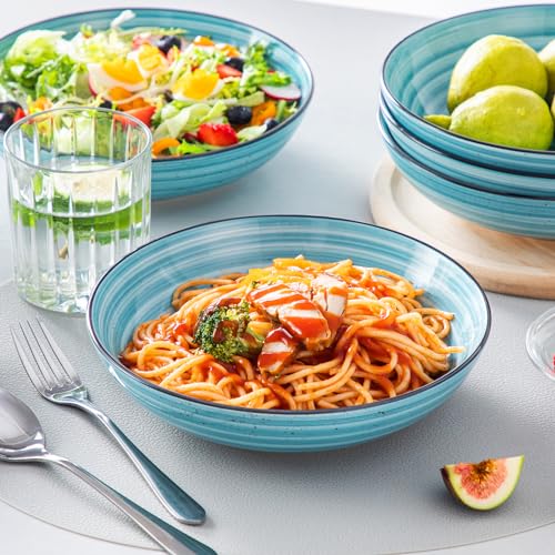 Bonbon Pasta Bowls Set of 6 (Blue / 38 Oz)