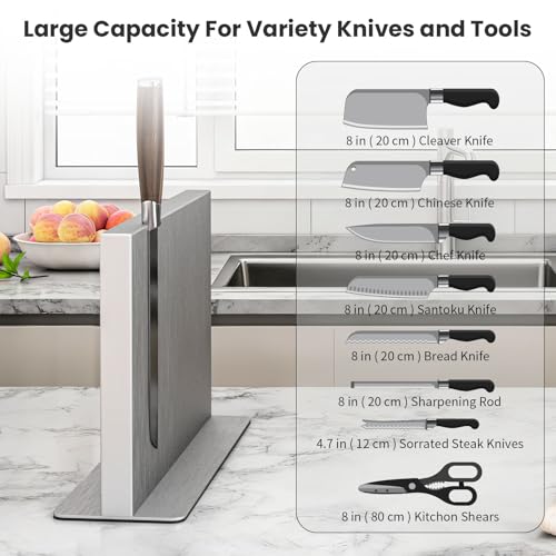 Stainless Steel Magnetic Knife Holder (11.6x8.2 inch Silver)