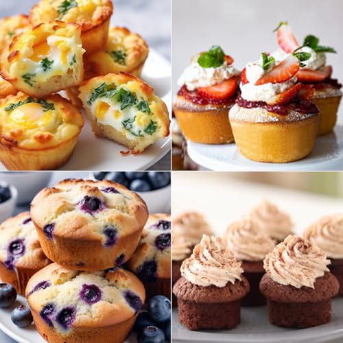 Silicone Muffin Pans for Baking (Metal Framed:Mini & Regular)