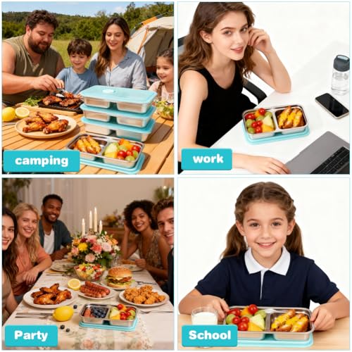 4 Pack Stainless Steel Snack Containers with Lids (4PCS-BLUE)
