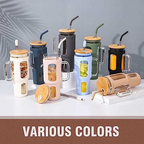 Glass Tumbler with Lid and Straw (Amber / 46 Ounces)