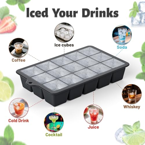 Silicone Ice Cube Tray 3 Pack (Black+Grey+Mint / Ice Cube Tray 3 Pack)