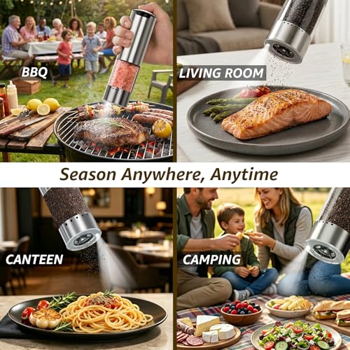 Electric Salt and Pepper Grinder Set Type (Silver)