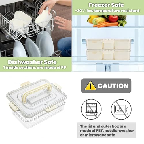 Divided Serving Tray with Lid & Handle&6 Forks (1PC 7 Compartments)