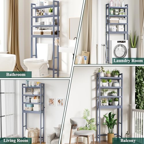 Bamboo Over The Toilet Storage Cabinet (Grey / 4 Tiers (72.8"H))