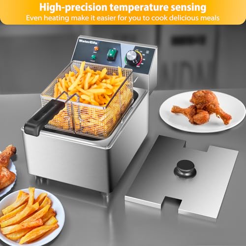 Electric Deep Fryer Commercial Deep Fryer With Basket 1800W Pounds Troperature Control and Timer Large capacity fryers for home use outdoor (9L 1800W)
