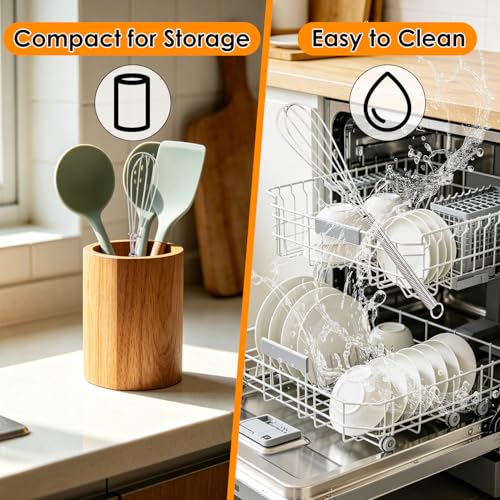 5 & 7 Inch Mini Whisks Anti (2pcs: Silver 5"+7")