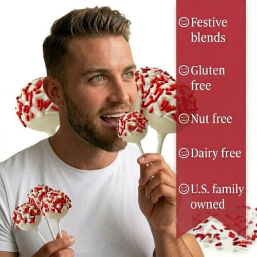 Sprinkles Edible Cake and Cupcake Sprinkles with Assorted Shapes and Sizes for Parties (Red White)