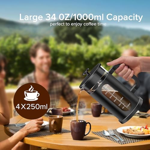 French Press 34oz (Upgraded Stainless Steel Black / 34oz)