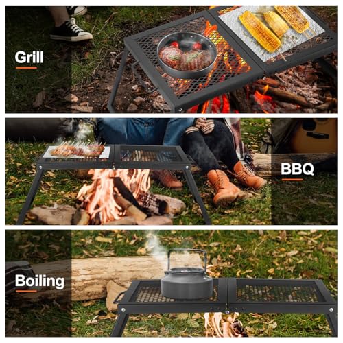 Portable Folding Charcoal Grills for Outdoor Cooking Bonfire BBQ (set1)