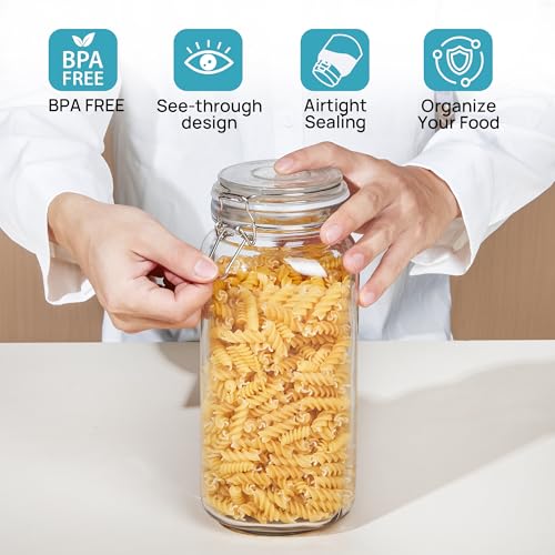 78oz Glass Food Storage Jars with Airtight Clamp Lids