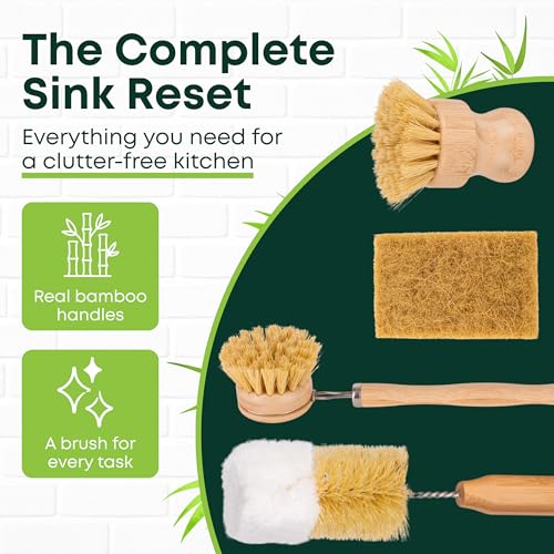 Bamboo Dish Brush Set 5 Piece