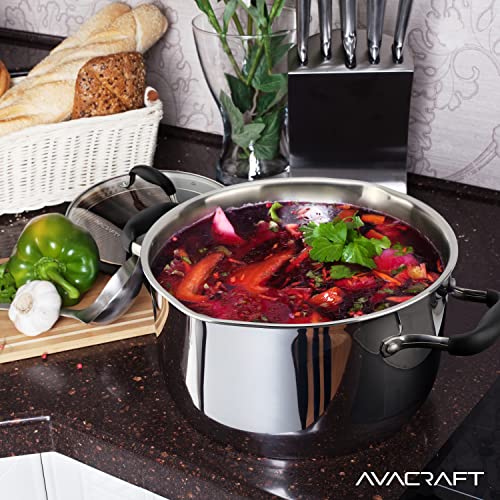 6 Quart Tri Ply Stainless Steel Stock Pot with Glass Strainer Lid (6 Quarts)