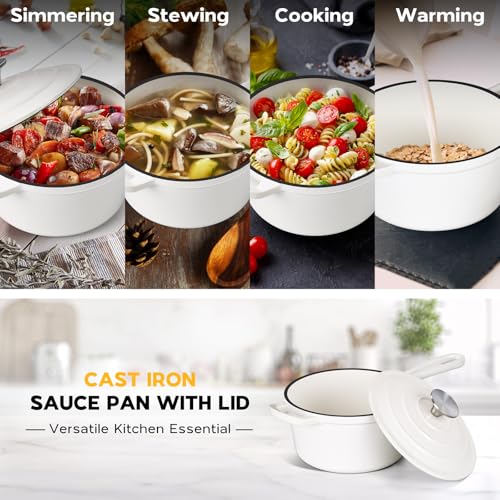 1QT & 2QT Saucepan Set with Lid (White / 1+2 Quarts)
