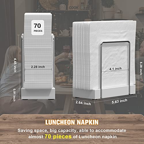 Napkin Holder for Table (Silver/White / 5.78 x 2.51 x 5.04 inches)