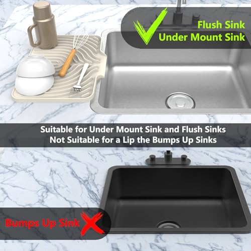 Dish drying mats for kitchen counter (14.6"×11" / Cream)