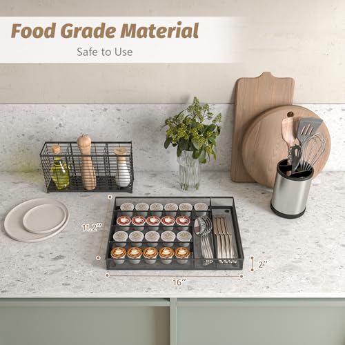 Mesh Silverware Tray for Drawers (Black / 11.3”*16")