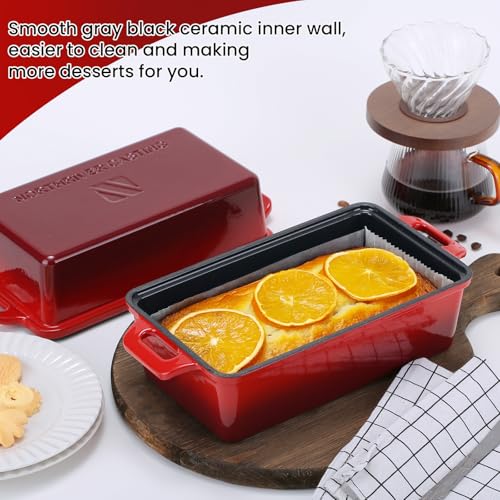 9x5 Inch Enameled Cast Iron Loaf Pan with Lid