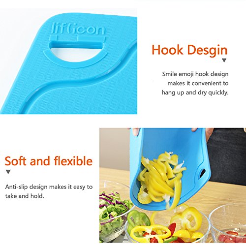 Thick Cutting Boards for Kitchen Silicone Chopping Board Set of 2 Mid 12.6'' x 9.1” (9.1"L x 7.1"W & 12.6"L x 9.1"W / Blue)