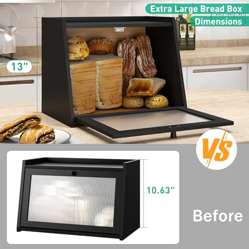 Large Bread Box for Kitchen Counter (Black / Large-1_Tier)