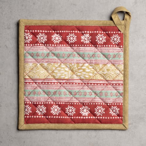 100% Cotton Oven Mitt & Pot Holder Set (067 - Sofia / 7.5" x 13" & 8" x 8" (Oven Mitt & Pot Holder))