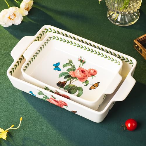 ONCCI In Glaze Ceramic Baking Dish Set of 2 (Pink Rose)