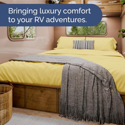 Short Queen Size 4 Piece Bed Sheet Set (29 - Yellow / Short Queen)