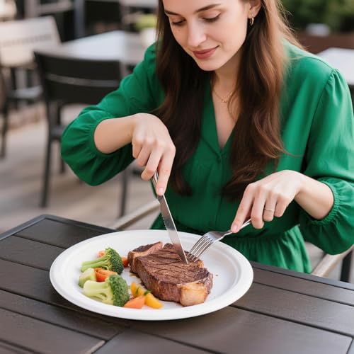 100% Compostable Plates 10 Inch 125 Pack Paper Plates Heavy (Whtie / 10in 125pcs)