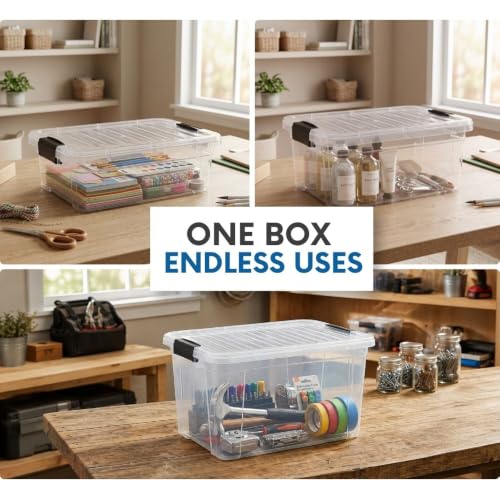 7.4 Quart Clear Plastic Storage Bin with Lid (7.4 Qt)