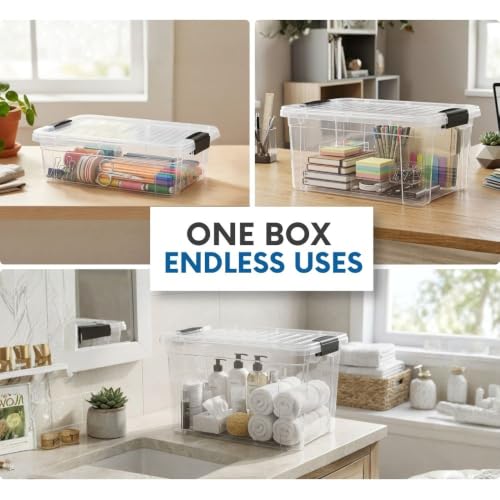 Clear Plastic Storage Bins with Lid (4.5 Quart)