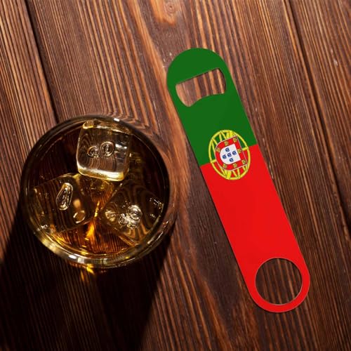 Portugal Flag Stainless Steel Bottle Opener Red Green Gold Europe Country Sign Patriotic Ensign Flat Beer Bottle Opener Keychain for Home Kitchen Bar Restaurant Party Birthday Gift (Portugal Flag)