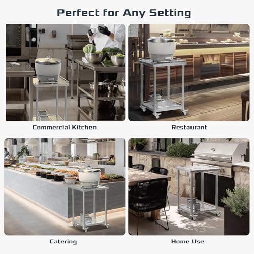 24" x 24" Stainless Steel Rice Cooker Stand and Cart with Wheels & Brakes (24 x 24 x 38 inch)