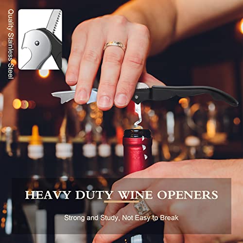 Waiter Corkscrew Wine Openers Heavy Duty Hinges Wine Key Bottle Opener All in One Double Hinged Waiter's Corkscrew with Foil Cutter Wine Tools for Bartenders Servers Sommelier (60 Count)
