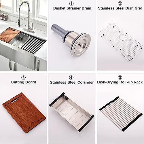 33Inch Farmhouse Kitchen Sink Workstation (33"L x 22"W x 10"D / Stainless Steel)