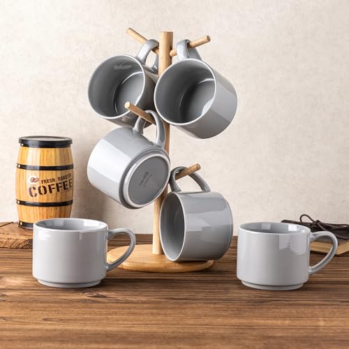 14 OZ Coffee Mugs Set of 6 (Gray / Set of 6(14 Ounces))