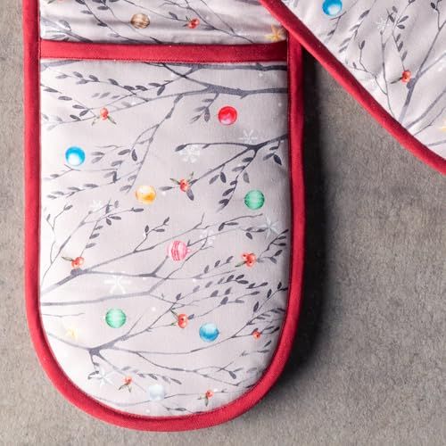 Double Oven Mitts 100% Cotton Double Oven Glove (111 - Fairy Christmas / 7" x 35" (Double Oven Mitt))