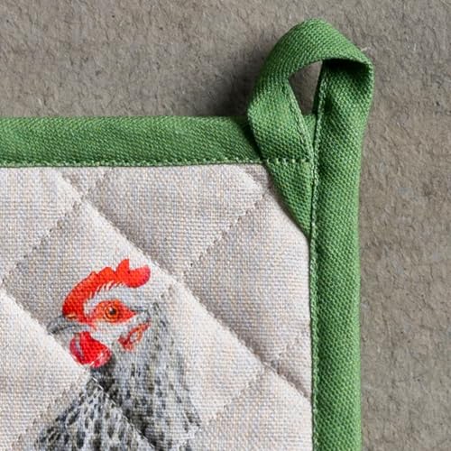 Pot Holders 100% Cotton Potholders (018 - Basse Cour / 8" x 8" (Pot Holder Pack of 2))