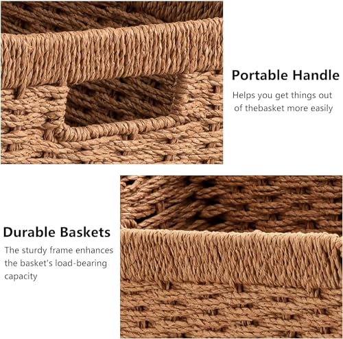 4 Pack Wicker Basket (Rectangular- 4pack 13.4"×8.3"×7.1" / Caramel)