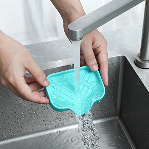 Silicone Soap Dish with Drain Spout (Mint / S(4.9"×3.2"))