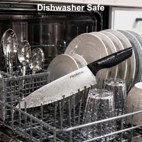 15 Piece Kitchen Knife Set with Block & Built (Natural Wood-Colored & Black)