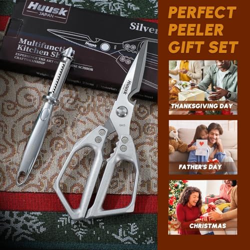 Kitchen Scissors and Vegetable Peelers Set (Light Silver)
