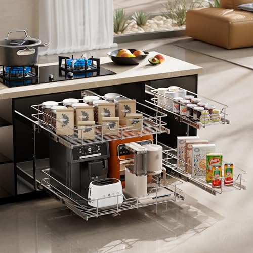 2 Tier Pull Out Cabinet Organizer 11" W X 22" D