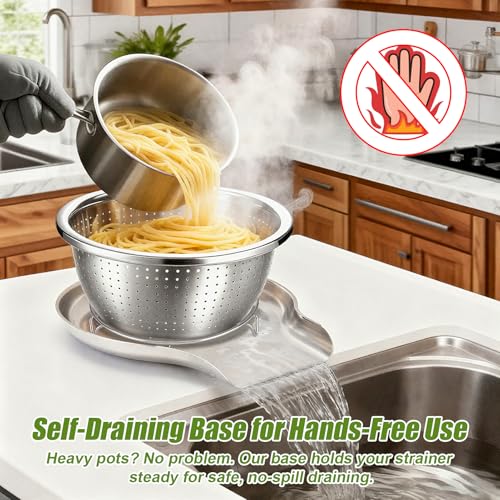 Stainless Steel Colander Set with Self (3 Sizes Stainless Steel Colander Set with Self-Draining Base Plate)