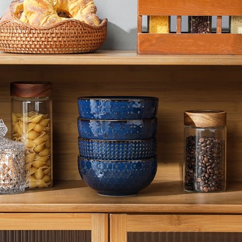 Cereal Bowls 30 Ounce Ceramic Blue Soup Bowl for Kitchen (30 OZ / Dark Blue)
