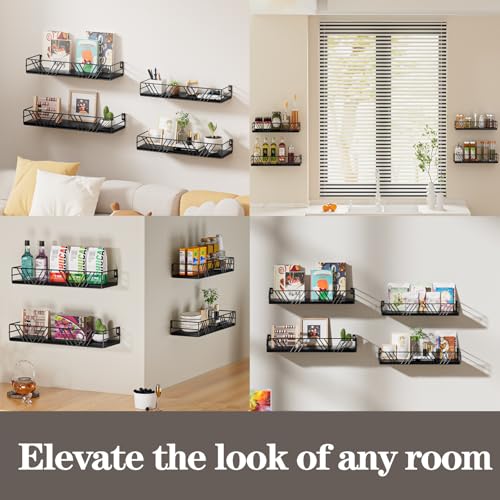 Floating Shelves for Wall Set of 4 (Black)