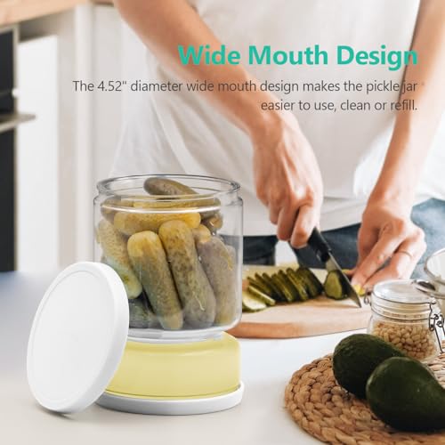 Glass Pickle Container with Strainer (White)