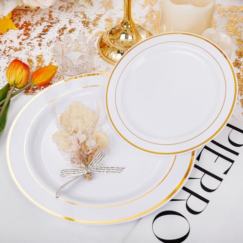 60 Pcs Gold Plastic Plates (60 Pieces / Gold)