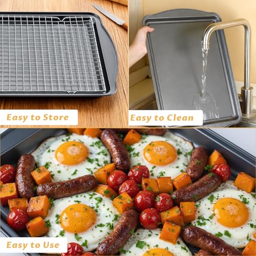 Baking Sheet with Cooling Rack (2 PCS Baking Pan Set)