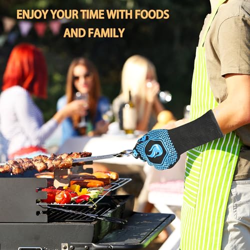 BBQ Gloves 1472F Heat Resistant Non (Sky Blue)