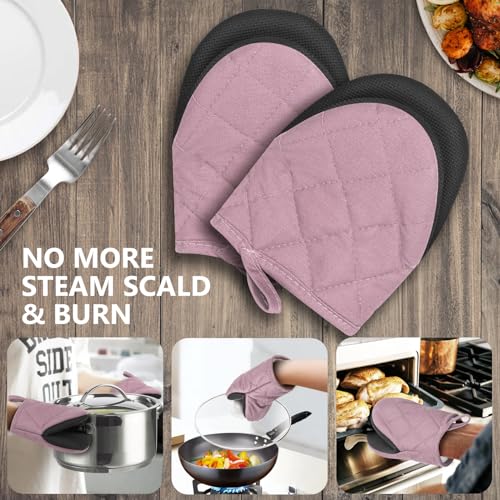 1 Pair Short Oven Mitts (Pink)
